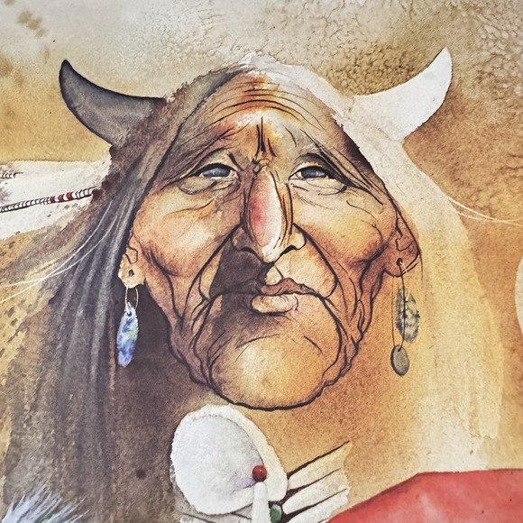 Bert Seabourn "War Shield" Signed Ltd. Ed. Native American Print 276/500 - Picture 2 of 11